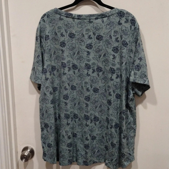 NWT Dip Eco Friendly Women's Green Floral Short Sleeve Sweater Top Sz 3X-Casual - Picture 6 of 6